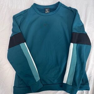 Nike Teal Crewneck with Black and White Stripes